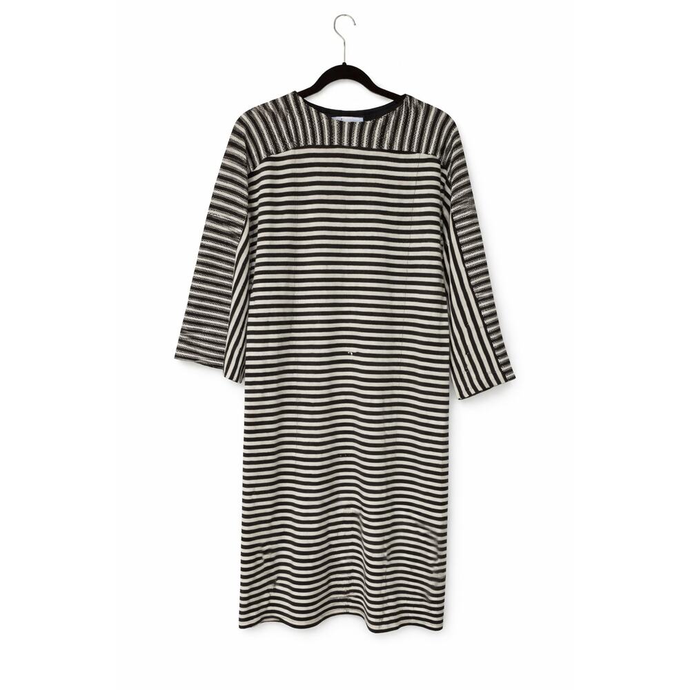 Zara Soft Wool Striped Midi Dress Small Flowy Sleeve Minimalist